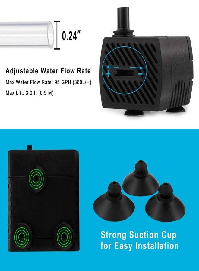 PULACO 2Pcs Mini Submersible Water Pump (95GPH 5W) for Aquarium Fish Tank, Pond, Fountain, Hydroponics - Image 5